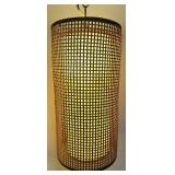 Mid Century Tension Pole Floor Lamp with Dual Woven Shades