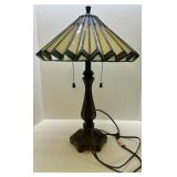 Stained Glass Table Lamp with Decorative Bronze-Style Base