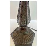 Stained Glass Table Lamp with Decorative Bronze-Style Base