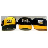 Set of 3 CAT and Caterpillar Logo Baseball Caps