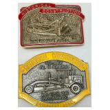 Collection of 7 Historical Construction Equipment Association CAT Belt Buckles Solid Brass