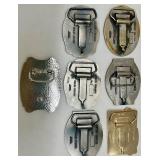 Collection of 7 Historical Construction Equipment Association CAT Belt Buckles Solid Brass