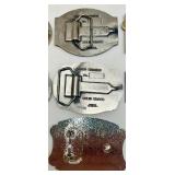 Collection of 7 Historical Construction Equipment Association CAT Belt Buckles Solid Brass