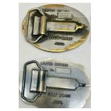 Collection of 7 Historical Construction Equipment Association CAT Belt Buckles Solid Brass