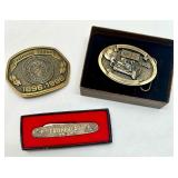 Caterpillar Commemorative Belt Buckles and Knife