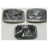 Set of 3 CAT Collectible Pewter Belt Buckles by Norscot Group