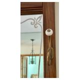 Wood Hall Tree with Mirror and Brass Hooks