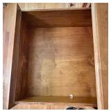 Oak China Hutch with Glass Doors and Six Drawers