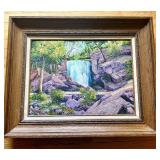 Framed Original Oil Painting Waterfall Landscape by Paul Brown