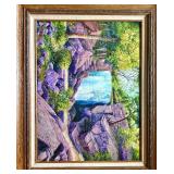 Framed Original Oil Painting Waterfall Landscape by Paul Brown