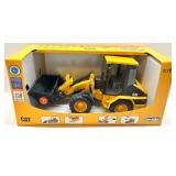 Bruder 1:16 CAT Wheel Loader Toy with Wooden Caterpillar Sign