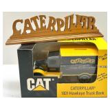 Caterpillar 1931 Hawkeye Die-Cast Truck Bank and Wooden Sign