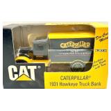 Caterpillar 1931 Hawkeye Die-Cast Truck Bank and Wooden Sign