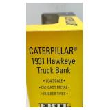 Caterpillar 1931 Hawkeye Die-Cast Truck Bank and Wooden Sign