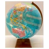 Vintage World Globe on Wooden Stand and Sterling & Noble Alarm Clock