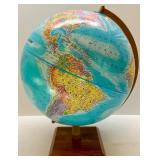 Vintage World Globe on Wooden Stand and Sterling & Noble Alarm Clock