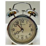 Vintage World Globe on Wooden Stand and Sterling & Noble Alarm Clock