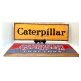 Set of 2 Caterpillar Tractor Advertising Signs on Wood Plaques