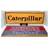 Set of 2 Caterpillar Tractor Advertising Signs on Wood Plaques