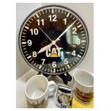 Caterpillar Collectibles Lot: Wall Clock, Mugs, Keychains, Medallions, and Memorabilia
