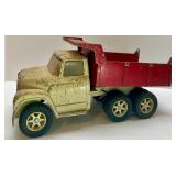 Vintage Metal Toy Dump Truck with Red Bed