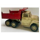 Vintage Metal Toy Dump Truck with Red Bed