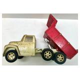 Vintage Metal Toy Dump Truck with Red Bed