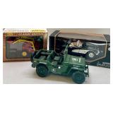 Set of 3 Die-Cast Model Vehicles - Military Jeep, Melroe Loader, Classic Convertible