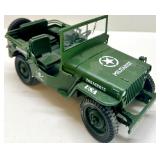 Set of 3 Die-Cast Model Vehicles - Military Jeep, Melroe Loader, Classic Convertible