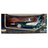 Set of 3 Die-Cast Model Vehicles - Military Jeep, Melroe Loader, Classic Convertible