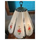Vintage Brass Touch Table Lamp with Floral Glass Panels