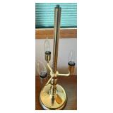 Vintage Brass Touch Table Lamp with Floral Glass Panels