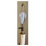 Vintage Wooden Table Lamp with Integrated End Table and Pleated Shade