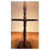 Vintage Wooden Table Lamp with Integrated End Table and Pleated Shade