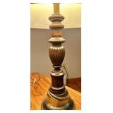 Pair of Vintage Table Lamps with Pleated and Patterned Shades