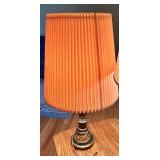 Pair of Vintage Table Lamps with Pleated and Patterned Shades