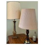 Pair of Vintage Table Lamps with Pleated and Patterned Shades