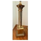 Pair of Vintage Table Lamps with Pleated and Patterned Shades