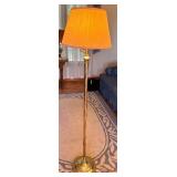 Brass Floor Lamp with Pleated Fabric Shade