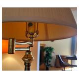 Brass Floor Lamp with Pleated Fabric Shade