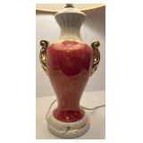 Vintage Porcelain Table Lamp with Gold Accents and Shade