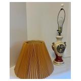 Vintage Porcelain Table Lamp with Gold Accents and Shade
