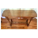 Oak Console Table with Decorative Skirt and Turned Legs