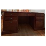 Solid Wood Executive Desk with 7 Drawers and Decorative Panels