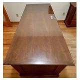 Solid Wood Executive Desk with 7 Drawers and Decorative Panels