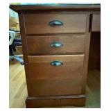 Solid Wood Executive Desk with 7 Drawers and Decorative Panels