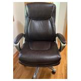 La-Z-Boy Brown Leather Executive Office Chair with Metal Base
