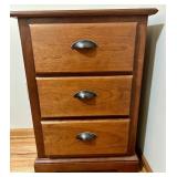 Wooden 3-Drawer Nightstand with Metal Handles