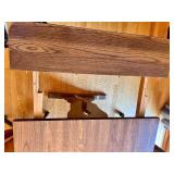 Dining Table with Wood Grain Finish and 4 Rolling Chairs