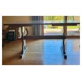 Dining Table with Wood Grain Finish and 4 Rolling Chairs